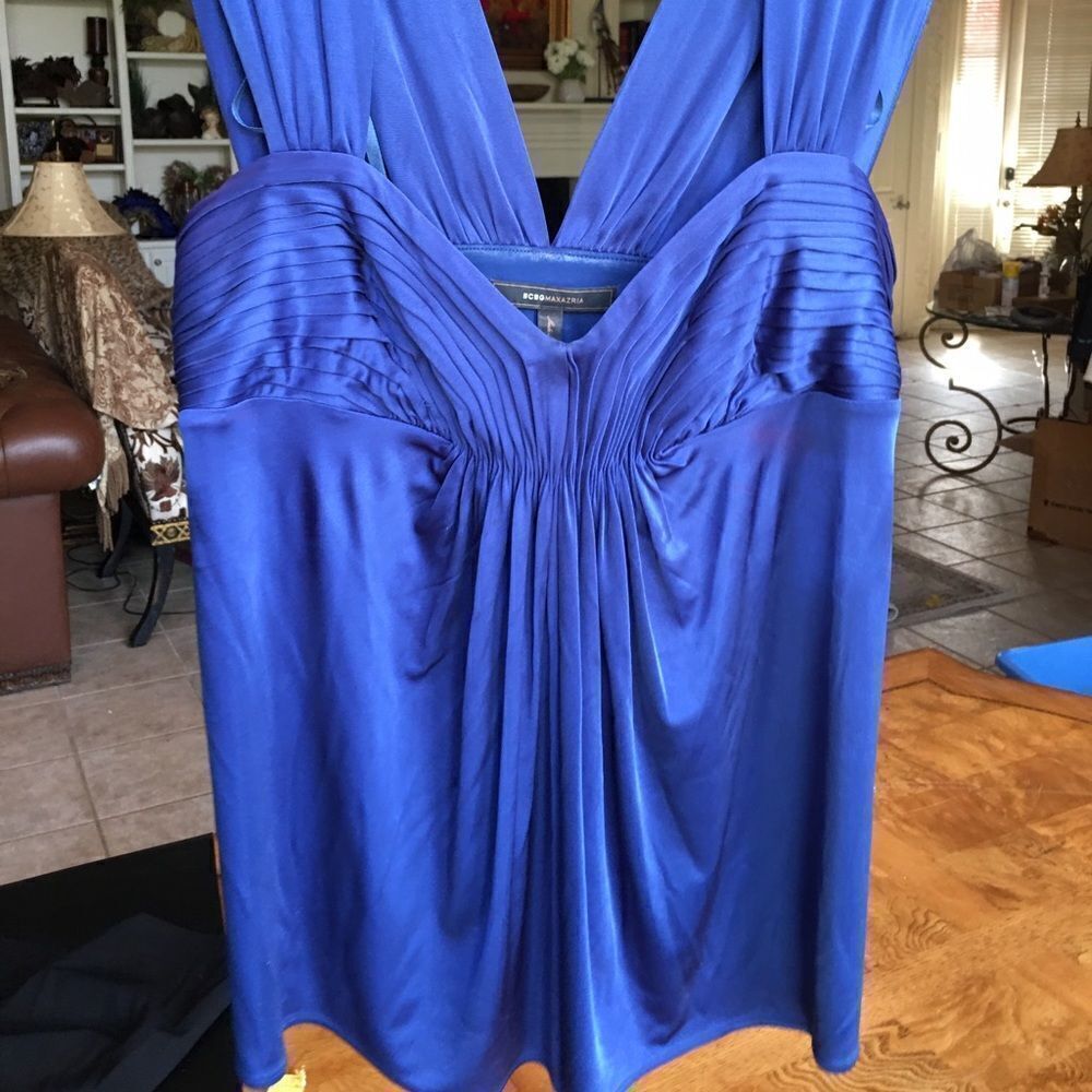 Bcbg max Royal Satin Pleated Luxury Tank! - Picture 7 of 8